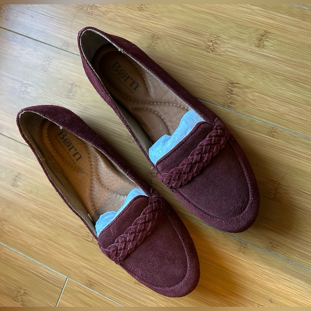 Born Women's Deep Red Suede Loafers